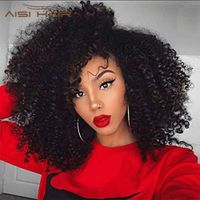 Wholesale Aisi Her synthetic Afro Kinky Curly Wigs For Black Women Black Mixed Brown Wig With Pony Inch Colors available