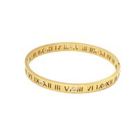 Wholesale Rose Gold Color pieces Titanium Steel Roman Numerals Cuff Bracelet Yellow Tone Zircon Jewelry mm Bangle for Women