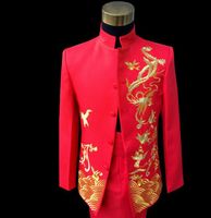 Wholesale Red Embroidered Dragon Robe Formal Dress Latest Coat Pant Designs Suit Men Homme Masculino Marriage Wedding Suits For Men s Blazers