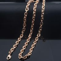 Wholesale Chains Style Men Women Rose Gold Colo Link Big HeavyRolo Bead Ball Necklace Jewelry