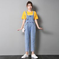 Wholesale Women s Jumpsuits Rompers Women Fashion Sleeveless Straps Summer Trousers Solid Ladies Casual Long Pants Overalls Jeans Loose