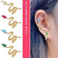 Wholesale zhukou piece cz crystal snake shape cuff earring fake piercing on rings for women gold color ear ve285