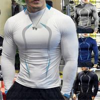 Wholesale Men s T Shirts Four Seasons Fitness Sports Training Slim Breathable Quick drying Clothes Fashion Long Sleeve T Shirt