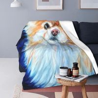 Wholesale Blankets Painting Pomeranian Dog Blanket Fleece Winter Cute Animal Breathable Soft Throw For Bedding Office Quilt
