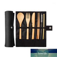 Wholesale Bamboo Utensils wooden Travel Cutlery Set Reusable Utensils With Pouch Camping Zero Waste Fork Spoon Knife Flatware Set1 Factory price expert design Quality Latest