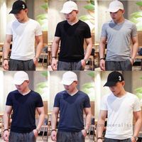 Wholesale American pony t shirt Paul short sleeve men mens V neck bottoming shirts slim fit pure cotton white top summer thin youth