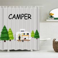 Wholesale Shower Curtains Cartoon Camper Car Print Curtain Waterproof Polyester Fabric D Cute Camping Bathroom With Hooks Home Decoration
