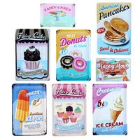 Wholesale American Ice Pop Tin Signs Ice Cream Pancakes Metal Poster For Bar Cake Candy Shop Bakery Home Wall Decor Vintage Plaque YN002 Q0723
