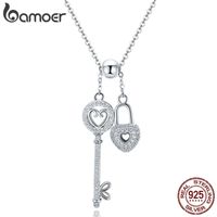Wholesale Romantic Sterling Silver Key of Heart Lock Chain Pendant Necklaces for Women Jewelry Collar SCN290