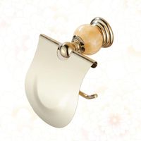 Wholesale Toilet Paper Holders pc Stainless Steel Gold Plated Jade Roll Holder With Perforated Installation For Bathroom Kitchen Golden