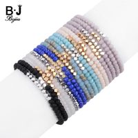 Wholesale Colors Tiny Cut Crystal Gold Silver Copper Beads Bracelets Elastic Geometric Faceted Small Custom Bracelet Femme BC323 Beaded Strands
