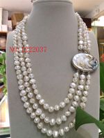 Wholesale Pendant Necklaces Natural Freshwater Cultured Baroque quot row mm Black White Gray Pink Multicolor Pearl Shell Necklace Clasp