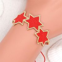 Wholesale Beaded Strands ORZTOON Fashion Boho Ethnic Seed Beads Miyuki Bracelets For Women Red Five Pointed Star Wrap Bracelet Trendy Female Jewelry