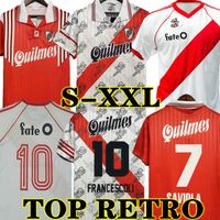 Wholesale FRANCESCOLI River Plate Retro Soccer Jerseys CANIGGIA SALAS CRESPO D TREZEGUET Vintage Football Camiseta Classic Shirts