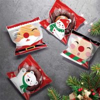 Wholesale 100pcs bag Christmas Baking Cookies Gift Bag Cartoon Santa Elk Snowman Dessert Biscuit Candy bags Xmas cm Cute Gifts Pack Supplies G119QEOW