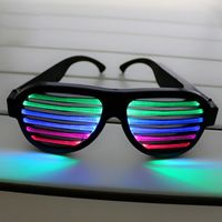 Wholesale Novelty Lighting LED sound sensitive light up Disco glasses React to Music Rechargeable Shutter Shades Rave