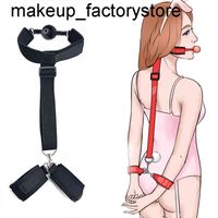 Wholesale Massage Adult Games Handcuff Neck Cuffs Collar Wrist Mouth Gag Strap Fetish Sex Toys Woman Couples Restraint Erotic Bdsm Bondage Rope