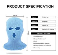 Wholesale 3 Hole Full Face Mask Autumn Winter Knit Cap for Ski Cycling Army Tactical Mask Balaclava Hood Motorcycle Helmet Unisex Hats