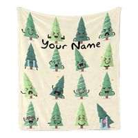 Wholesale Blankets Custom Blanket With Name Text Personalized Christmas Tree Funny Cartoon Super Soft Fleece Throw For Couch Sofa