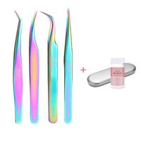 Wholesale Eyebrow Tools Stencils Beauty Eyelash Tweezers Clip Colorful High precision Color Golden Feather Dolphin Flower