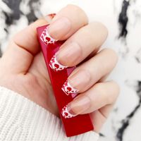 Wholesale False Nails Cute Short With Leopard Print Deco Sticker For Party Year Xmas Press On Nail Tips Manicure Accessories Red
