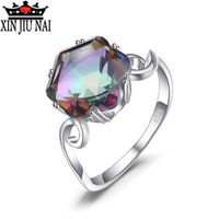 Wholesale Cluster Rings Moonstone ct Genuine Rainbow Discoloration Fire Mystic Topaz Ring Anillos Silver Jewelry Gifts Women Parties Dances