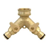 Wholesale Watering Equipments Inch Brass Way Y Hose Tap Connector Garden Pipe Splitter US EU Thread Copper Nipple Double Pass Ball Valve