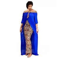 Wholesale Spring Autumn Fashion Loose Leopard Women Maxi Dresses Long Split Gown Leisure Outdoor Patchwork Strapless Sexy African Dress