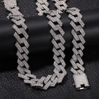 Wholesale Iced Out Miami Cuban Link Chain Mens Rose Gold Chains Thick Necklace Bracelet Fashion Hip Hop Jewelry