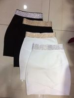 Wholesale Colors Women Sexy Shiny Black White Bandage Skirt Knied Bodycon Pencil Skirt LZ2363