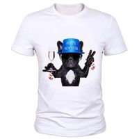 Wholesale Fashion Sunglasses Shar Pei Printing Men s Cartoon Happy New Year Personalized Hip hop Animal Design T shirt