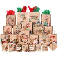 Wholesale Gift Wrap UNOMOR Christmas Bags Paper Treat Kraft Goodies Holiday Party Favors Supplies With Tissue
