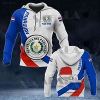 Wholesale Paraguay Coat of Arms Map d Printed Zipper Hoodie Man Military Pullover Sweatshirt Hooded Jacket Jersey Tracksuits
