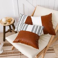 Wholesale Cushion Decorative Pillow Cotton Cushion Cover x45cm For Sofa Bed Home Decoration Pillowcase Faux Leather Modern Design Brown