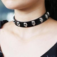 Wholesale Punk Goth Collar Choker Necklace Skull PU Leather Handmade Party Jewelry Gift Colors Chokers