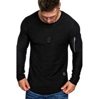 Wholesale Men s T Shirts Men Autumn Long Sleeve Top Personality Solid Color Slim Fit Stitching Pocket T shirt Oversized Casual Tops Black Gray Khaki