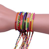 Wholesale 100pcs set Girls Colorful Bracelet Colorful Line Hand woven Handmade Bracelet Jewelry Good Wish for Kids Men Women Gift