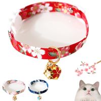 Wholesale Cat Collars Leads Breakaway Collar With Hollow Bell Flower Cute Kimono Adjustable Safety Japanese Style For Kitten Puppy Pets