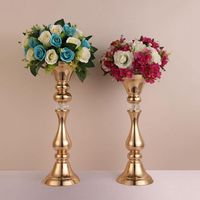Wholesale Vases Gold Flower Rack Cm Tall Candle Holder Wedding Table Centerpieces Vase Decoration Event Party Road Lead