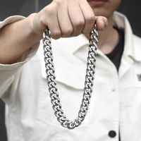 Wholesale 3 Mm Wide Men s L Stainless Steel Silver Cuban Chain Necklace Fashion Accessories Hip Hop Punk Jewelry cm