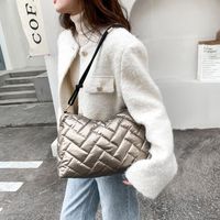 Wholesale Evening Bags Women Winter Bag Quilted Lattice Pattern Shoulder Female Feather Down Hand Space Cotton Padded Tote Shopper