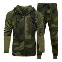 Wholesale Men s Hoodie Set Long Sleeve Loose Casual Trousers Zipper Pocket Camouflage Print Basic Clothing Two piece Set Essential Classic Style for Fall Winter