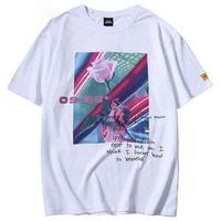 Wholesale Men Hip Hop T shirts Streetwear Harajuku Pink Rose T shirt Summer flowers Tshirt Katoen Short Mouw Tops Teas Black white