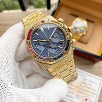 Wholesale Classic Six Hand Series Color Diamond Men s Quartz mm Watch Ladies Wristwatch Montre de Luxe Special Stainless Steel Strap