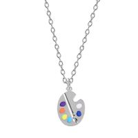 Wholesale Creative Colorful Drawing Board Pendant Necklace Elegant Lady Party Silver Color Clavicle Chain Fashion Boys Girls Jewelry Gift Necklaces