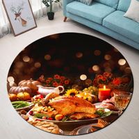 Wholesale Bath Mats Thanksgiving Dinner Country Style Printing Round Carpets Living Room Tea Table Rugs Kitchen Bathroom Anti Skid And Rug