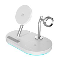 Wholesale The new three in one W folding magnetic suction wireless charger bracket small night light is suitable for quick charging of iPhone mobile phone watch headset