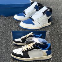 Wholesale Mens quality box OG Sports Shoes Low Top Basketball High With Blue North Original Skin Sneakers Carolina Womens running S Fragment M Gelf