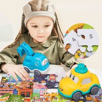 Wholesale 2in1 DIY Graphic Puzzle Building Blocks with Inertia Car Toy Baby Early Educational Intellectual Development Brain training year old Boys Girls