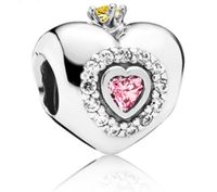 Wholesale Fits Pandora Original Bracelets Queen Crown Heart Crystal Charms Beads Silver Charms Bead For Women Diy European Necklace Jewelry